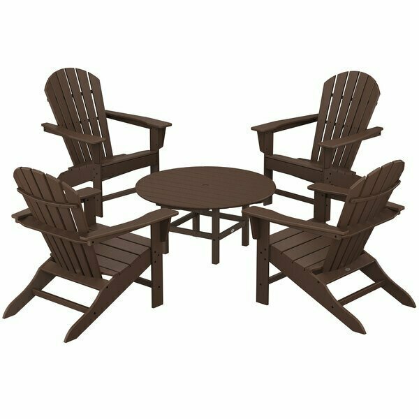 Polywood South Beach 5-Piece Mahogany Patio Set with 4 Adirondack Chairs 633PWS1051MA
